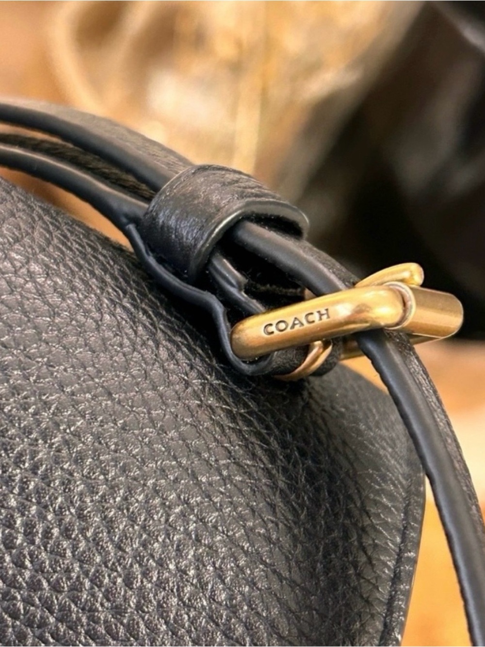 Coach Black Pebbled Leather Crossbody with Gold Turnlock and Chain - Picture 4 of 8